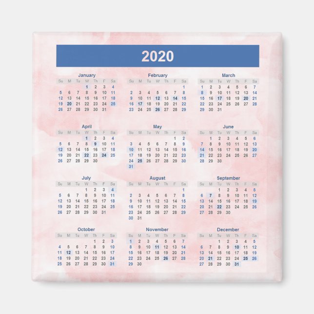 Íman Calendário de 2020 Anos (Frente)