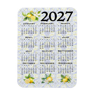 Íman Calendário de 2027 Limões Azulejos Italianos Medit
