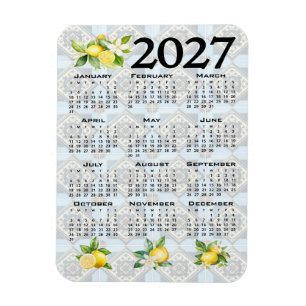 Íman Calendário de 2027 Limões Azulejos Italianos Medit