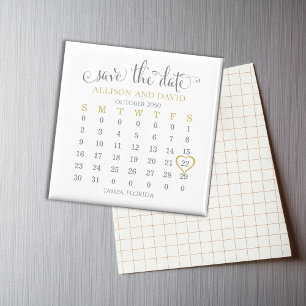 Íman Calendário de 6 Linhas Douradas Salvar a Data Cas