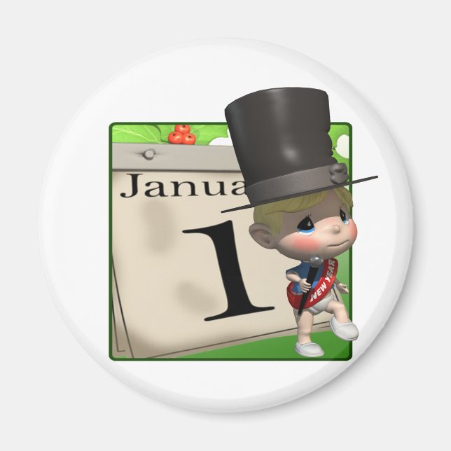 Íman Calendário de Ano Novo (Frente)