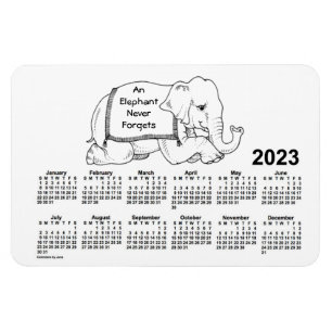 Íman Calendário de Elefante Branco 2023 por Janz 4x6 M
