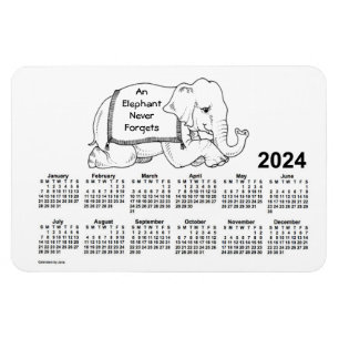Íman Calendário de Elefante Branco 2024 por Janz 4x6 Ma