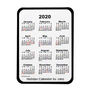 Íman Calendário de feriado preto 2020 por ímã Janz