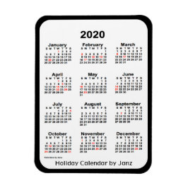 Íman Calendário de feriado preto 2020 por Janz Magnet