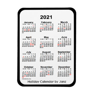 Íman Calendário de feriado preto 2021 por Janz Magnet