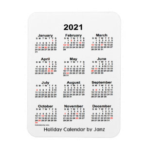 Íman Calendário de feriados brancos 2021 por Janz Magne