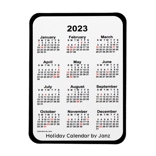 Íman Calendário de feriados negros 2023 por Janz Magnet (Vertical)