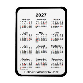 Íman Calendário de feriados negros 2027 por Janz Magnet