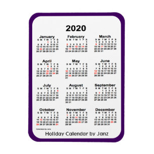 Íman Calendário de Férias 2020 por Janz Purple