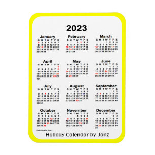 Íman Calendário de Férias Amarelas 2023 por Janz Magn