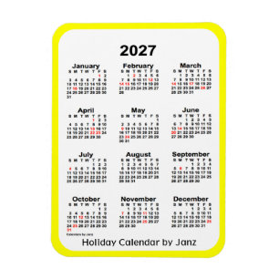 Íman Calendário de Férias Amarelas 2027 por Janz Magnet
