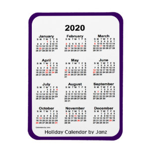 Íman Calendário de férias de 2020 por Janz Purple