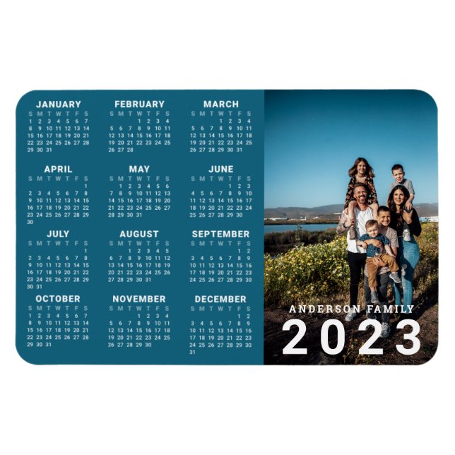 Íman Calendário de Foto da Família Personalizada 2023 (Horizontal)