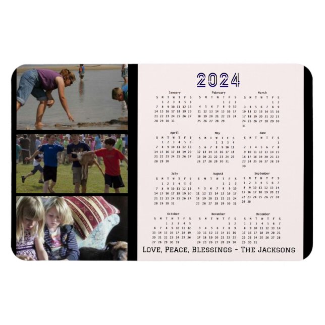 Íman Calendário de Fotografias da Família de Ano Novo d (Horizontal)