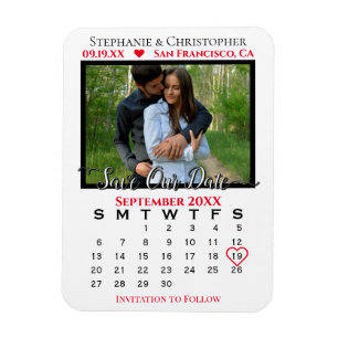 Íman Calendário de Fotografias Vermelho e Branco Guard