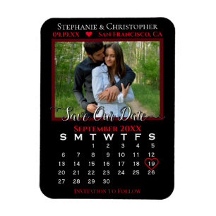 Íman Calendário de Fotografias Vermelho e Preto Guardar