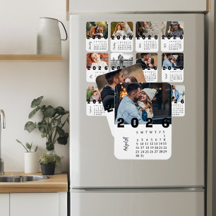 Íman Calendário de Fotos Modernista Minimalista Agosto