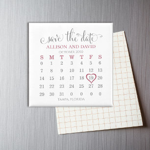 Íman Calendário de Linhas do Burgundy 5 Salvar o Casam