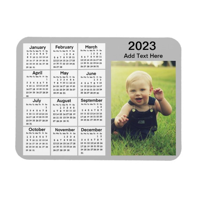 Íman Calendário de Mini Fotografia da Cinza 2023 (Horizontal)