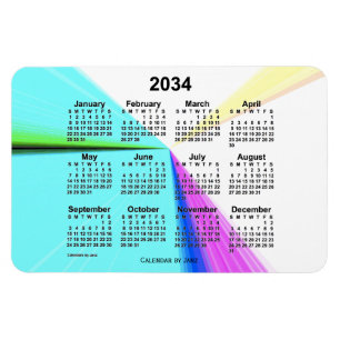 Íman Calendário de pontos de fuga de 2034 por Janz 4x6