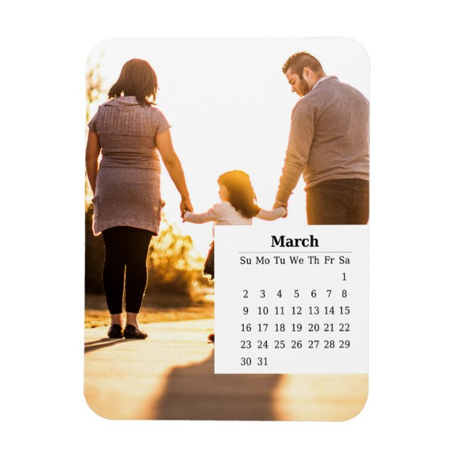 Íman Calendário de Sobreposição março de 2025 (Vertical)