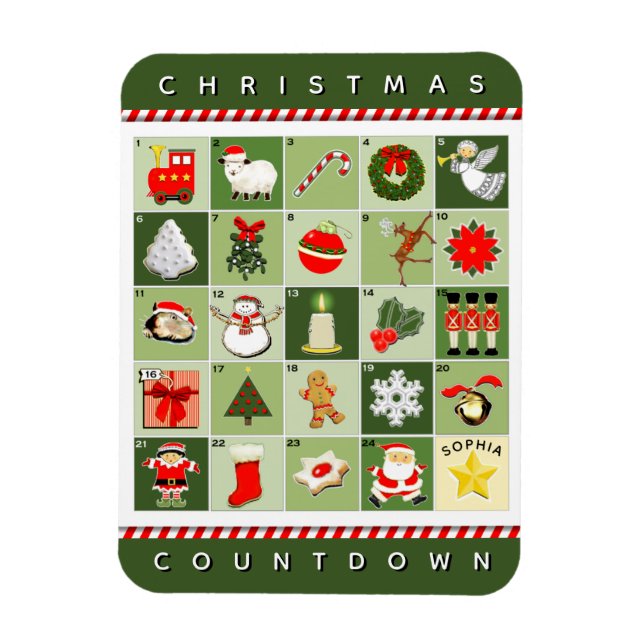 Íman Calendário do Advento de Natal (Vertical)