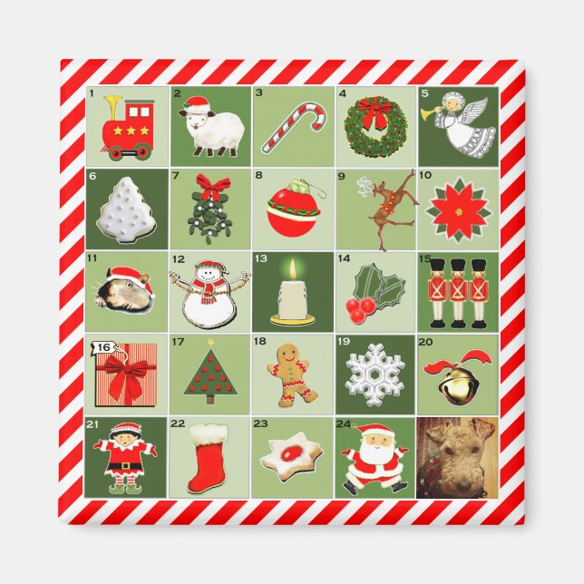Íman Calendário do Advento de Natal personalizado (Frente)