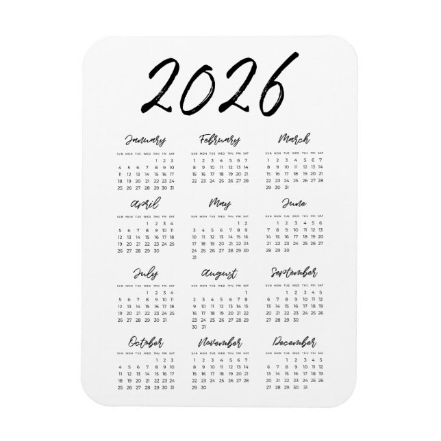 Íman Calendário do ano de cheio moderno de 2023 (Vertical)
