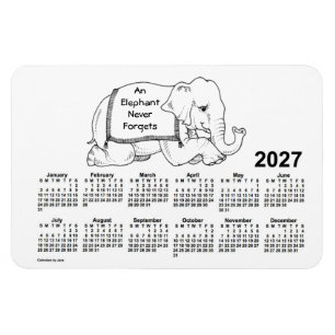 Íman Calendário do Elefante Branco 2027 por Janz 4x6 Ma