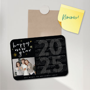 Íman Calendário do Feliz ano novo Modern Dourado Starbu