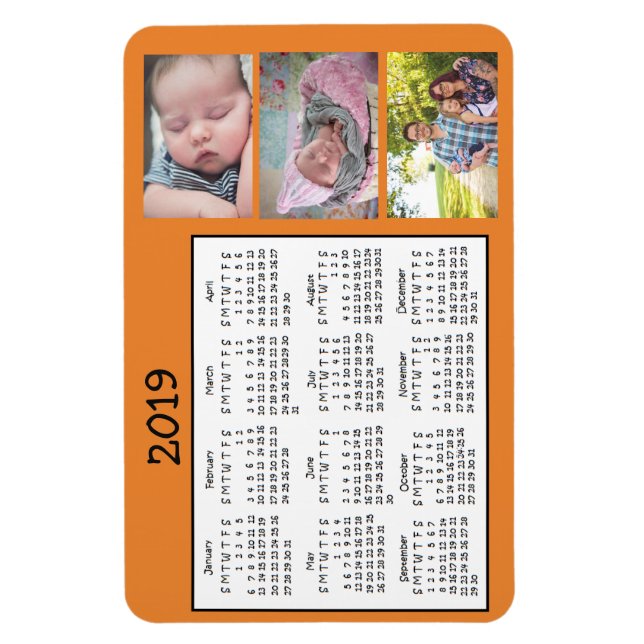 Íman Calendário do Mini Magnet de Fotos Personalizadas  (Vertical)