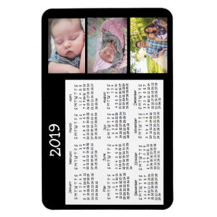 Íman Calendário do Miniímã Preto de Foto Personalizado 