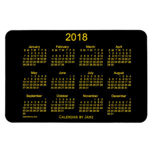 Íman Calendário Dourado Neon 2018 por Janz 4x6 Magnet