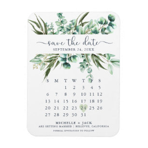 Íman Calendário Elegante Imã salve a data Eucalyptus