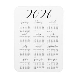 Íman Calendário elegante simples 2022