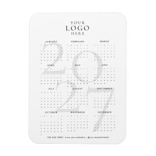 Íman Calendário Empresarial Logo Ímã Branco Moderno 202