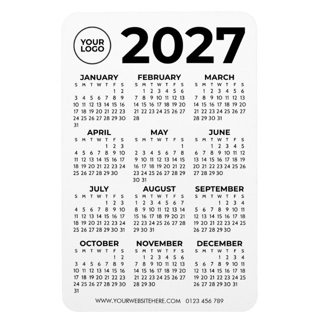 Íman Calendário Empresarial Logotipo Preto Simples Bási (Vertical)