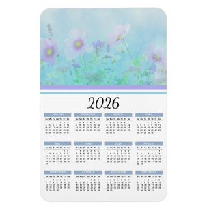 Íman Calendário Floral 2023 de Cor Azul Molha