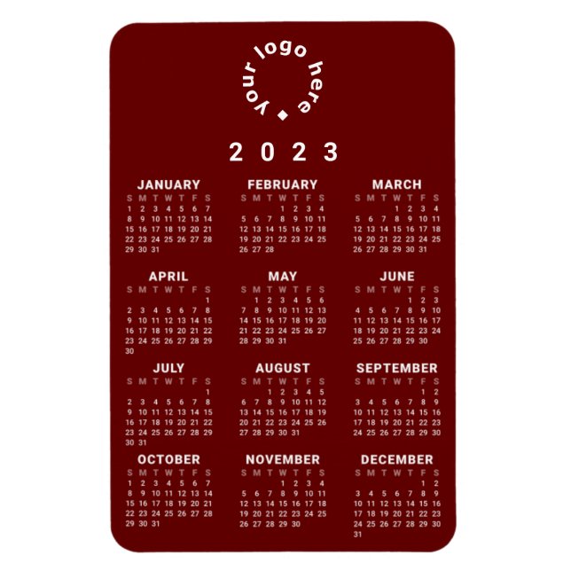 Íman Calendário geral 2023 com logotipo personalizado (Vertical)
