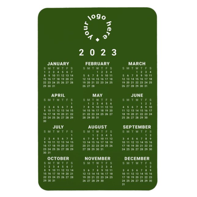 Íman Calendário geral 2023 com logotipo personalizado (Vertical)