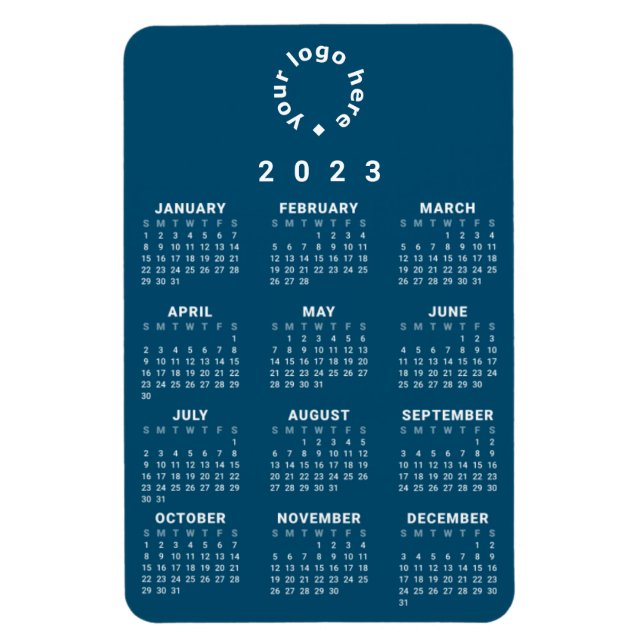Íman Calendário geral 2023 com logotipo personalizado (Vertical)