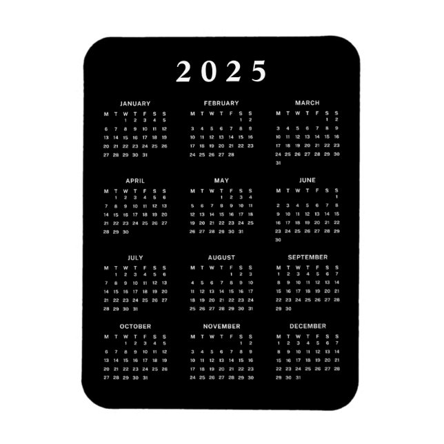 Íman Calendário Mensal 2025 (Vertical)
