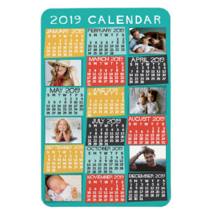 Íman Calendário Mensal de 2019 Colagem Moderna de Foto