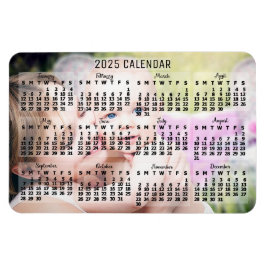 Íman Calendário Mensal de 2025 Anos Preto Adicionar Fot