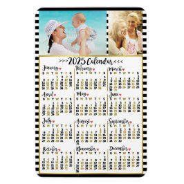Íman Calendário Mensal de 2025 com Listras | Fotos Pers