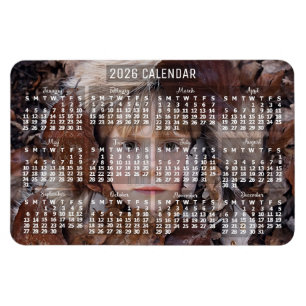 Íman Calendário Mensal do Ano 2026 Branco   Adicionar F