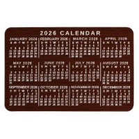 Calendário Mensal do Ano 2026 Simples Grão de Made
