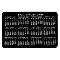 Calendário Mensal do Ano 2027 Clássico Preto e Bra