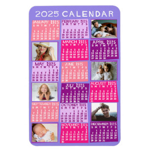 Íman Calendário Mensal do Ano de 2025 Foto Colagem Mod
